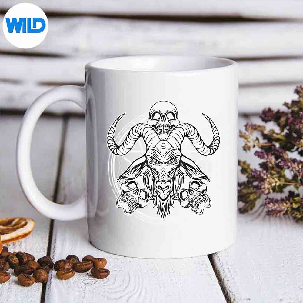 SugarSkullBaphometGoatOccultSatanicLuciferPentagrammug