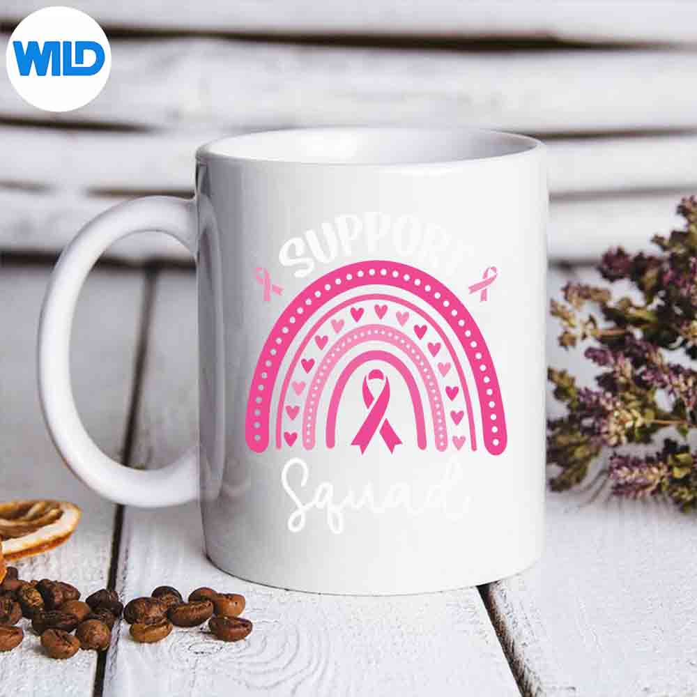 Support Squad Breast Cancer Awareness Survivor Pink Rainbow Wonderful Funny SVG PNG Download