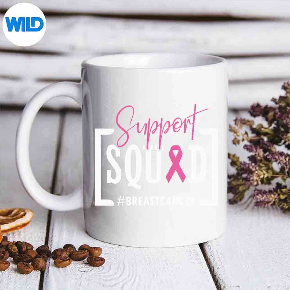 Support Squad Breast Cancer Awareness Warrior Pink Ribbon SVG PNG