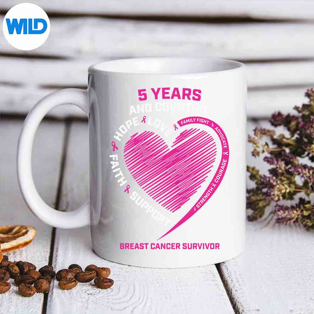 Years Cancer Free Pink Breast Cancer Survivor PNG SVG for Cricut