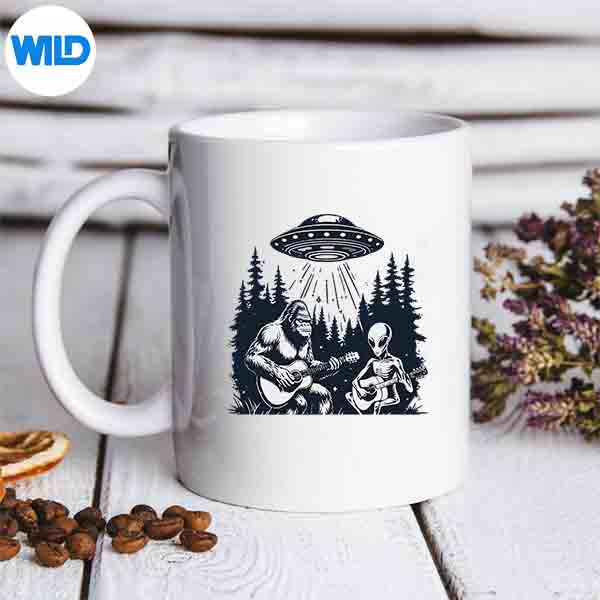 BigfootAlienBigfootGuitarSasquatchUfoBigfootmug