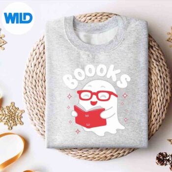 Boooks Cute Ghost Reading Book Halloween Book Lover SVG PNG 4 BoooksCuteGhostReadingBookHalloweenBookLoversweater