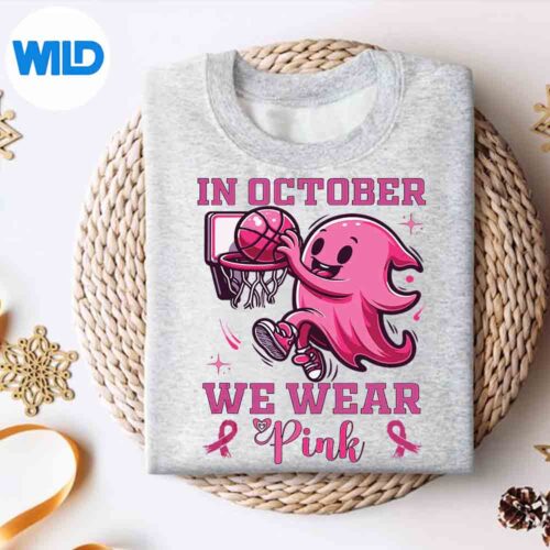 Breast Cancer Awareness Ghost Basketball Slam Dunk Halloween SVG PNG Digital Design 4 BreastCancerAwarenessGhostBasketballSlamDunkHalloweensweater