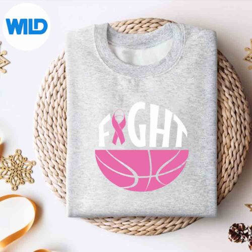 Breast Cancer Awareness Pink Ribbon Basketball Team Support Silhouette SVG PNG Cut File 4 BreastCancerAwarenessPinkRibbonBasketballTeamSupportsweater