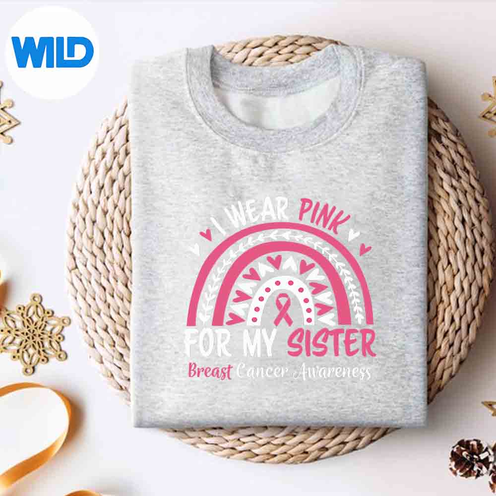 Breast Cancer Awareness Rainbow I Wear Pink For My Sister SVG PNG Digital Download 2 Breast Cancer Awareness Rainbow I Wear Pink For My Sister SVG PNG Digital Download - Image 2