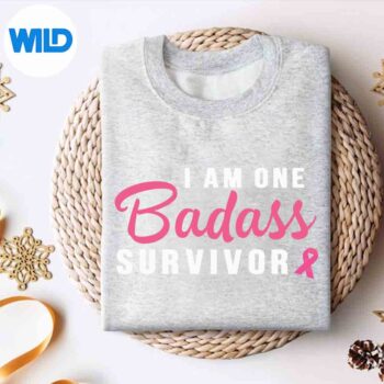 Breast Cancer I Am One Badass Survivor Pink Ribbon SVG PNG Cut File 4 BreastCancerIAmOneBadassSurvivorPinkRibbonsweater