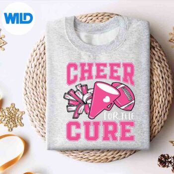 Cheer For The Cure Breast Cancer Awareness Cheerleader Digital Design 4 CheerForTheCureBreastCancerAwarenessCheerleadersweater