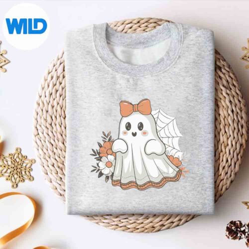 CoquetteFloralGhostHalloweenSpookyLaceGhostsweater