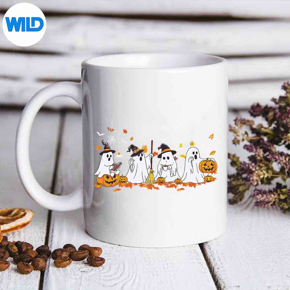 Cute Ghost Drinking Coffee Halloween Fall Ghost Book Reading Digital Download 6 CuteGhostDrinkingCoffeeHalloweenFallGhostBookReadingmug