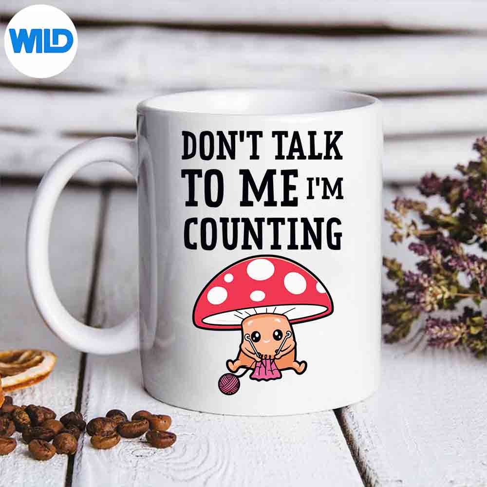 CuteKnittingMushroomCharacterVintagemug