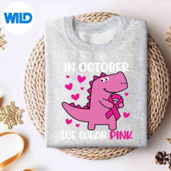 Dinosaur T Rex In October We Wear Pink Breast Cancer Toddler SVG PNG Digital Download 4 DinosaurTRexInOctoberWeWearPinkBreastCancerToddlersweater
