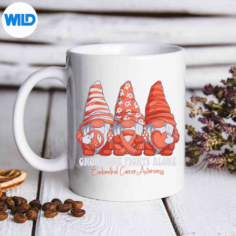 EndometrialCancerAwarenessMonthPeachRibbonGnomiesmug