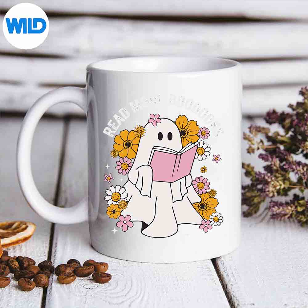 Ghost Read More Booooks Floral Bookworm Book Nerd Digital Download 7 GhostReadMoreBooooksFloralBookwormBookNerdmug