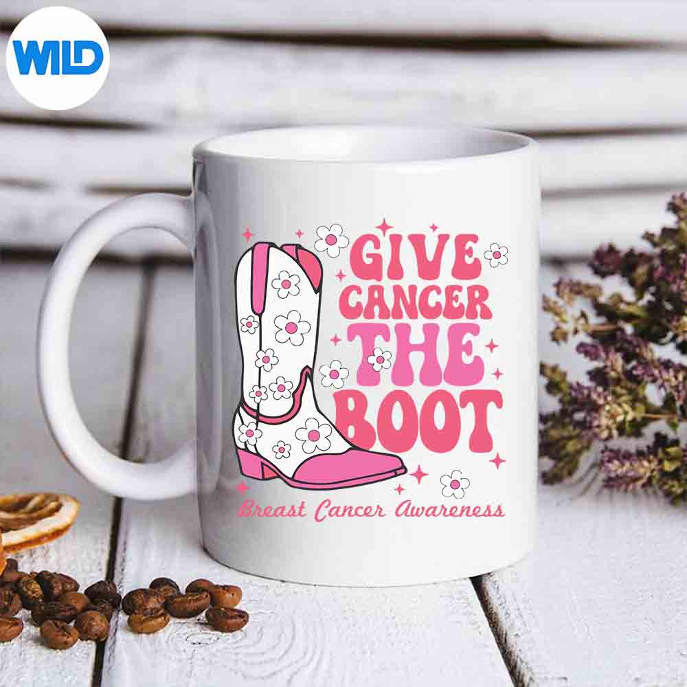 Give Cancer The Boot Cowgirl Breast Cancer Pink Ribbon Relax Happy SVG PNG 7
