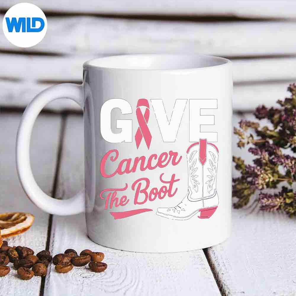Give Cancer The Boot Cowgirl Breast Cancer Pink Ribbon Wonderful Silly Design for Cricut 7 GiveCancerTheBootCowgirlBreastCancerPinkRibbonWonderfulSillymug