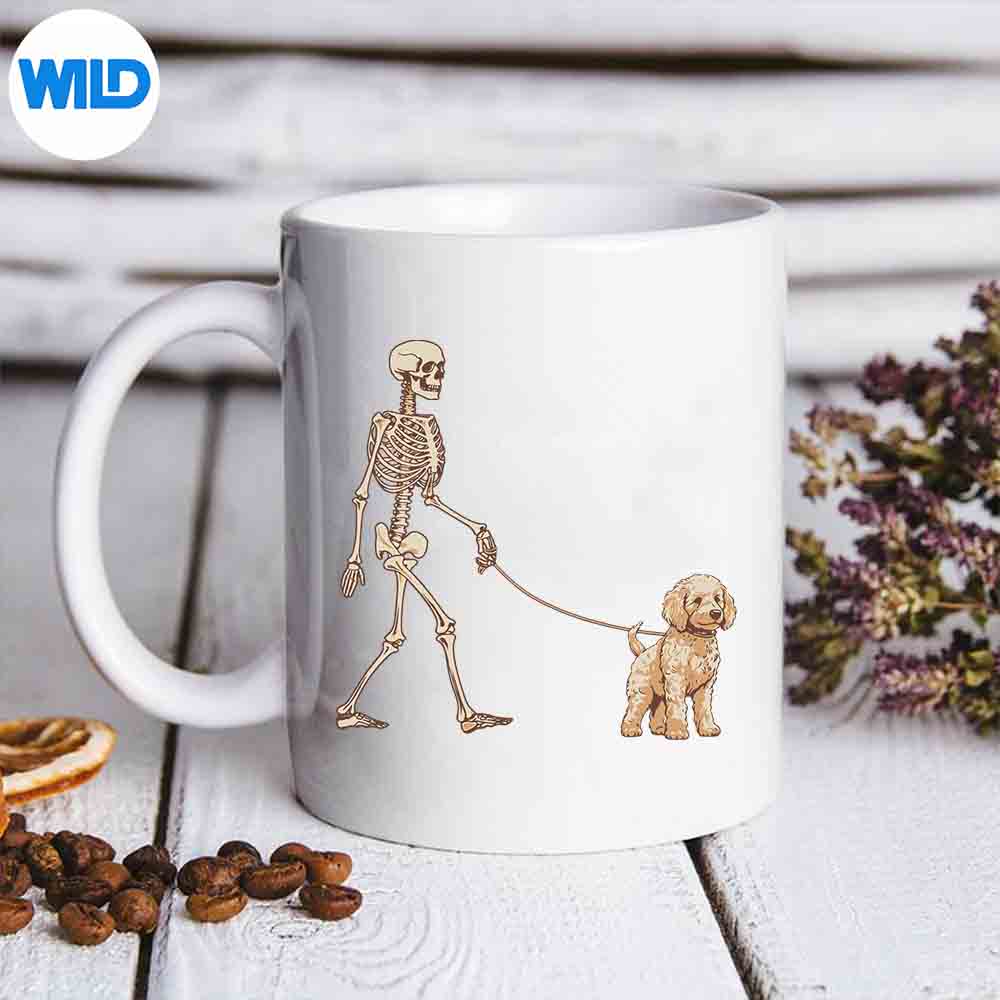 Goldendoodle Skeleton Dog Walking Halloween Dog SVG PNG