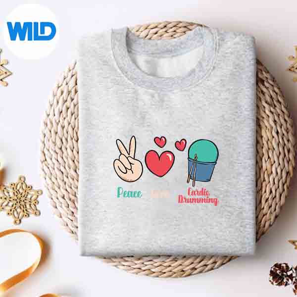 Alternative view of Gym Fitness Class Workout Peace Love Cardio Drumming SVG Cut File