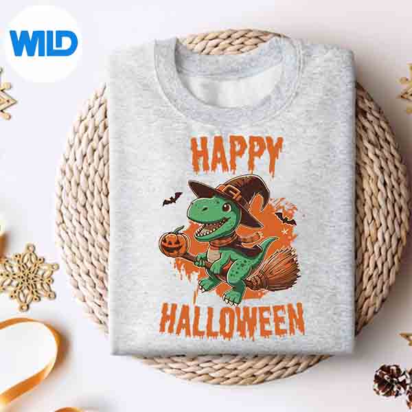 Alternative view of Happy Halloween Dinosaur With Pumpkin Trex Digital Download
