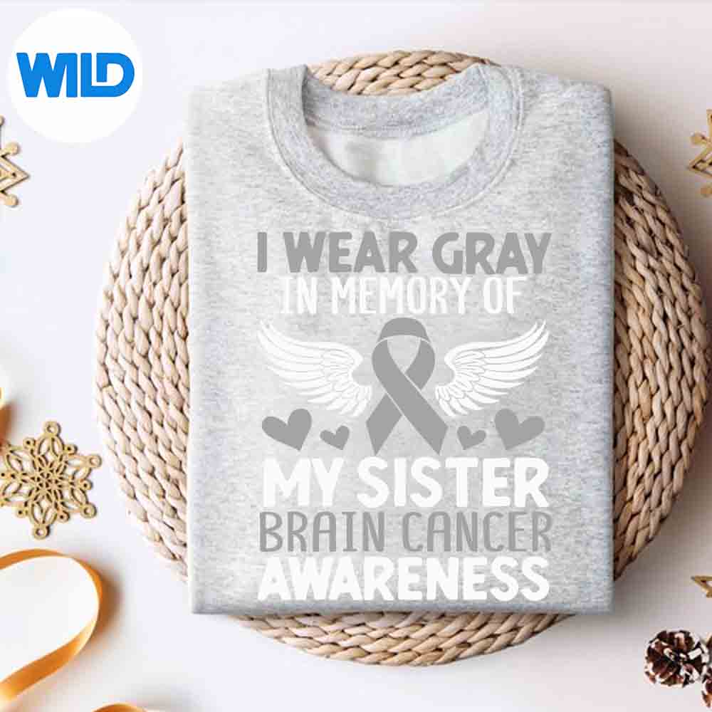 Alternative view of In Memory Of My Sister Gray Ribbon Brain Cancer Awareness Silhouette SVG PNG Cut File