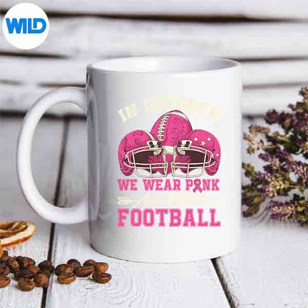 In October We Wear Pink Watch Football Breast Cancer Silhouette SVG PNG Cut File