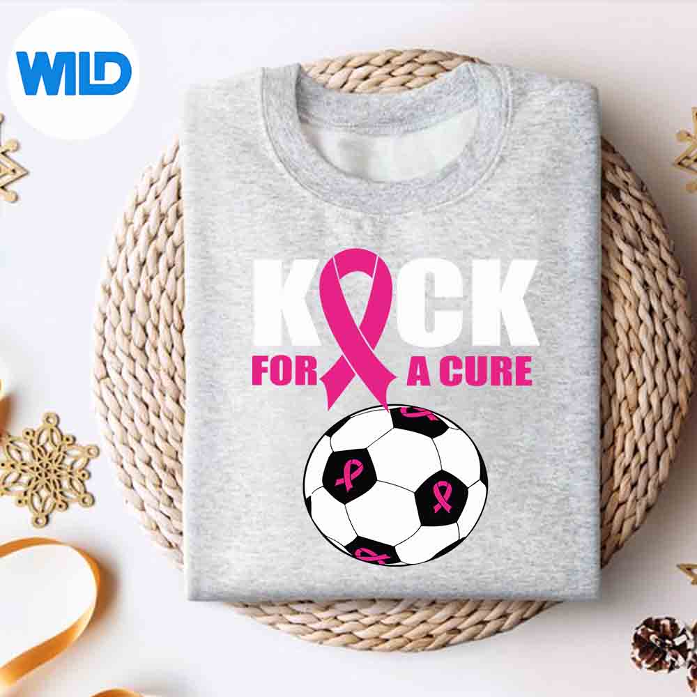 Alternative view of Kick For A Cure Soccer Breast Cancer Awareness Pink Ribbon PNG SVG for Cricut