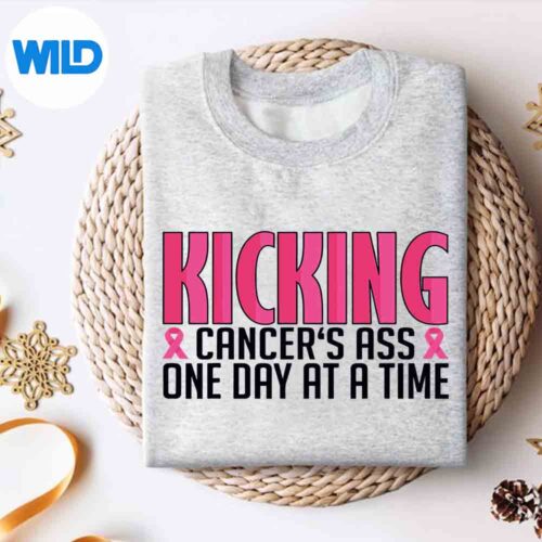 Kicking Cancers Ass At A Time Breast Cancer Awareness SVG PNG Cut File 4 KickingCancersAssAtATimeBreastCancerAwarenesssweater