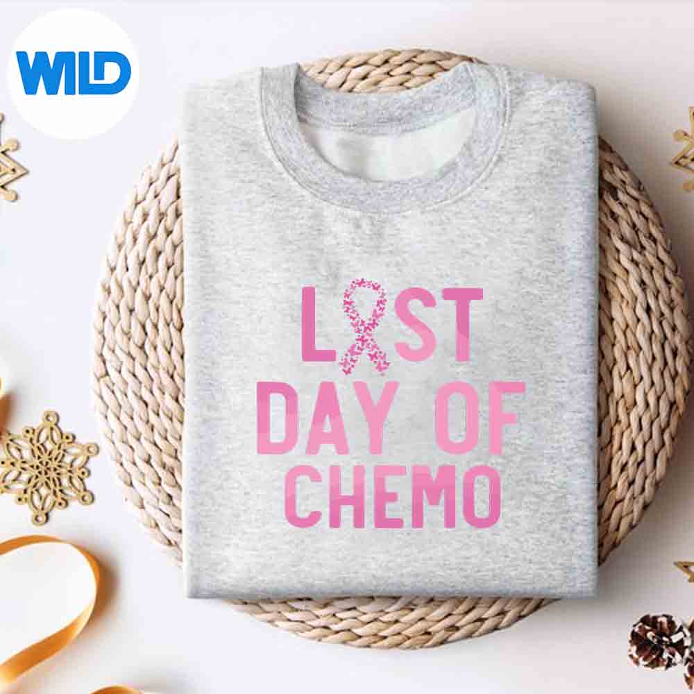 Alternative view of Last Day Of Chemo Breast Cancer Pink Ribbon Awareness SVG PNG Download