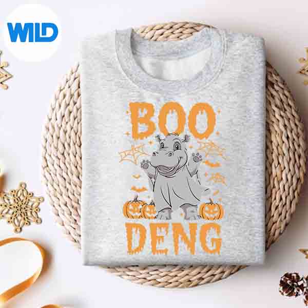 Moo Deng Halloween Cute Baby Pygmy Hippo Silhouette SVG PNG 4 MooDengHalloweenCuteBabyPygmyHipposweater