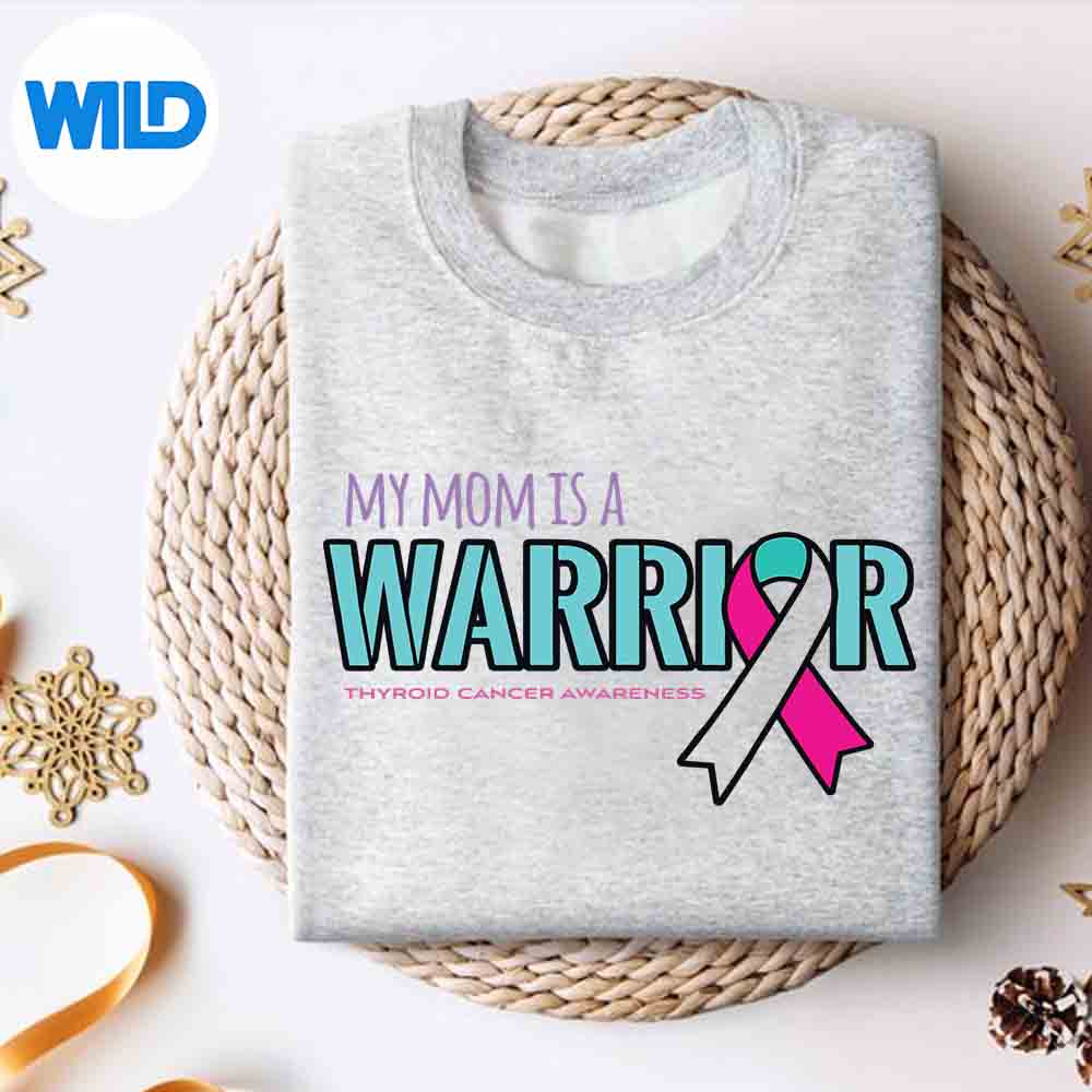 Alternative view of My Mom Is A Warrior Thyroid Cancer Awareness Design for Cricut