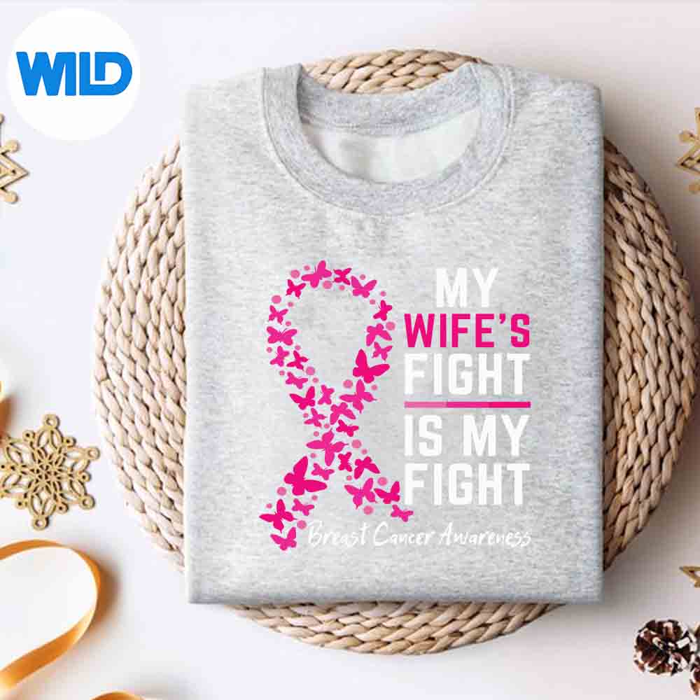 Alternative view of My Wifes Fight Is My Fight Support Breast Cancer Awareness SVG PNG Digital Design