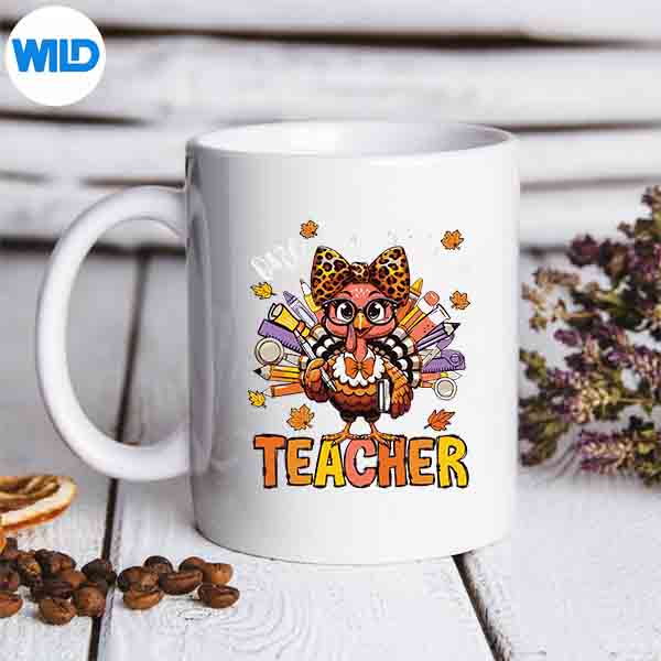 One Thankful Teacher Thanksgiving Turkey Cute Crayon Pencil SVG PNG 6 OneThankfulTeacherThanksgivingTurkeyCuteCrayonPencilmug