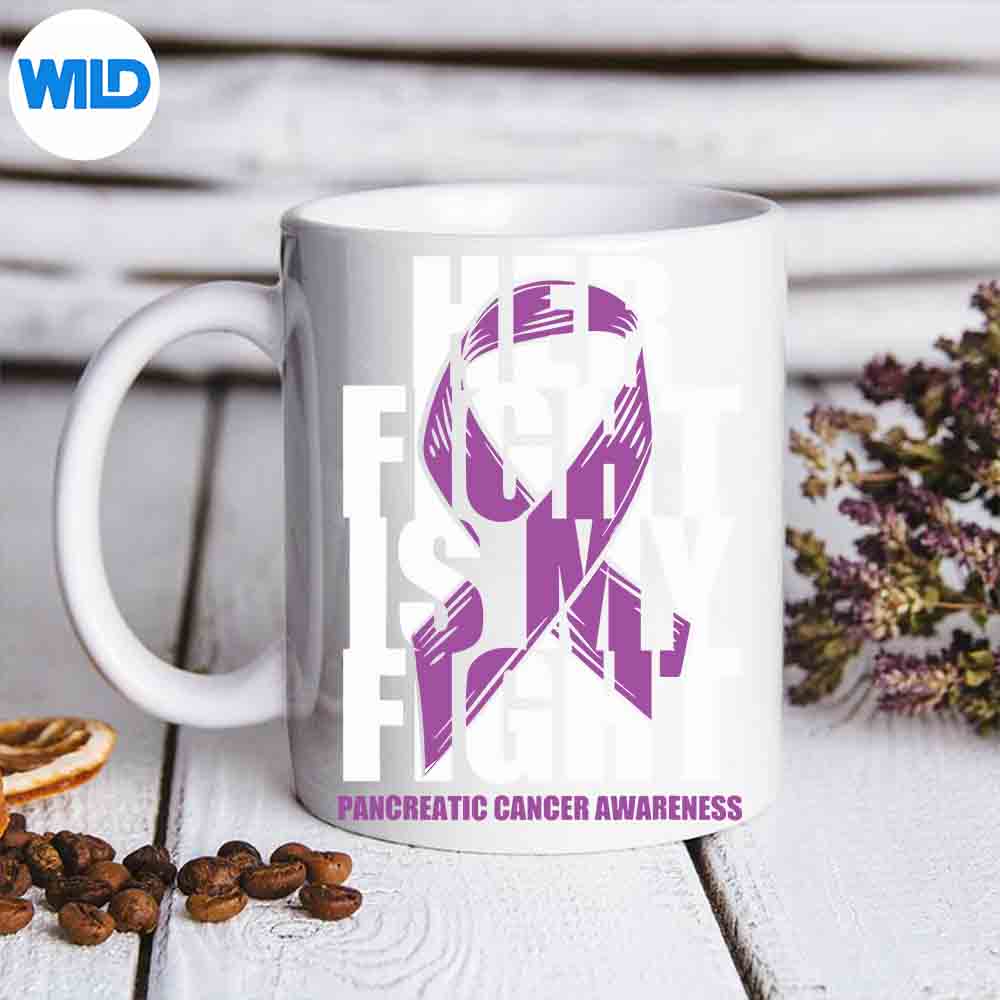 Pancreatic Cancer Awareness Purple Ribbon Her Fight SVG Cut File
