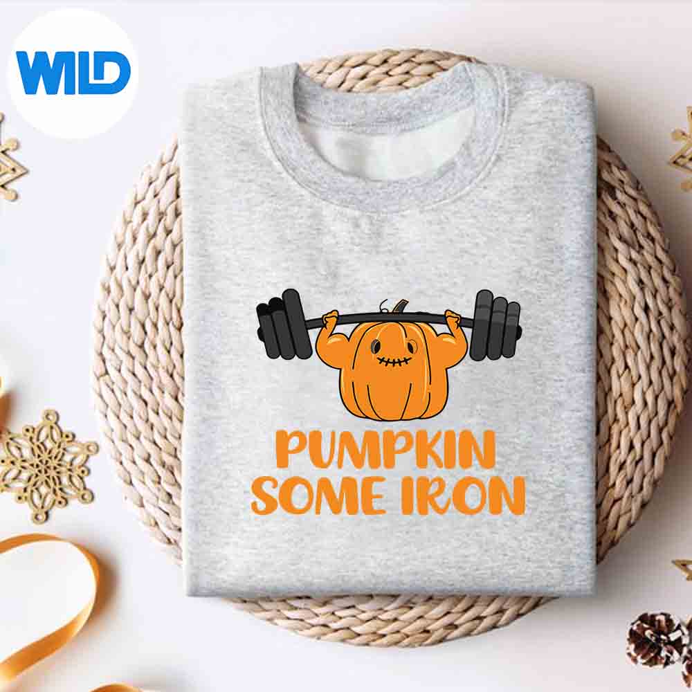 Pumpkin Some Iron Halloween Gym Workout Lifting Pun Digital Design 2 Pumpkin Some Iron Halloween Gym Workout Lifting Pun Digital Design - Image 2
