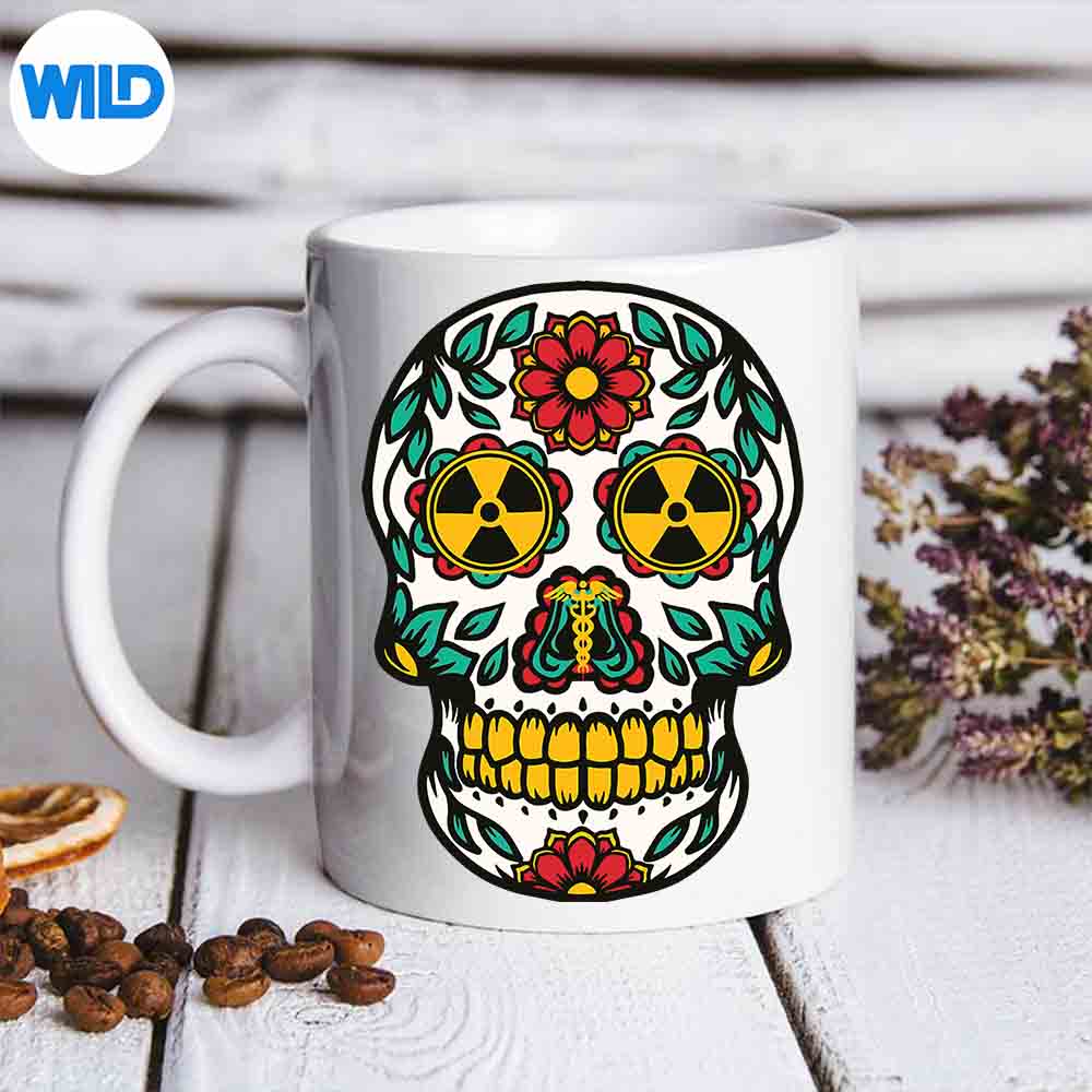 Radiology Nuclear Radiation Radioactive Symbol Sugar Skull SVG PNG 6 RadiologyNuclearRadiationRadioactiveSymbolSugarSkullmug