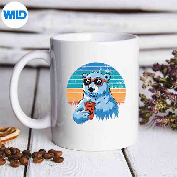 RetroPolarBearInSunglassesHalloweenPolarBearmug