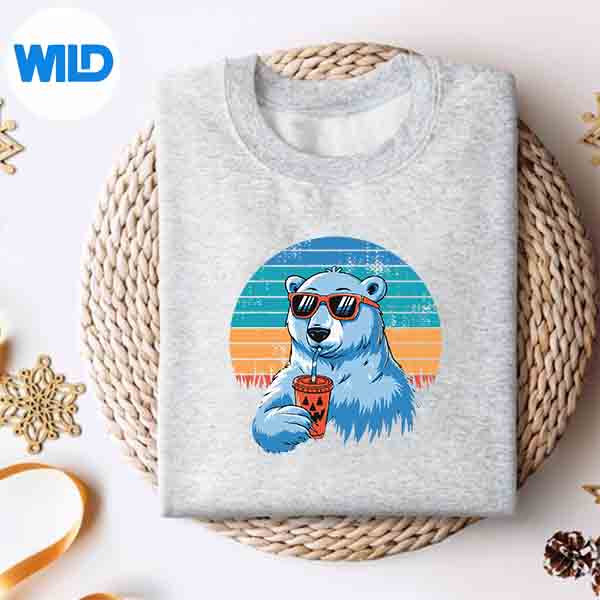 Retro Polar Bear In Sunglasses Halloween Polar Bear Silhouette SVG PNG 4 RetroPolarBearInSunglassesHalloweenPolarBearsweater