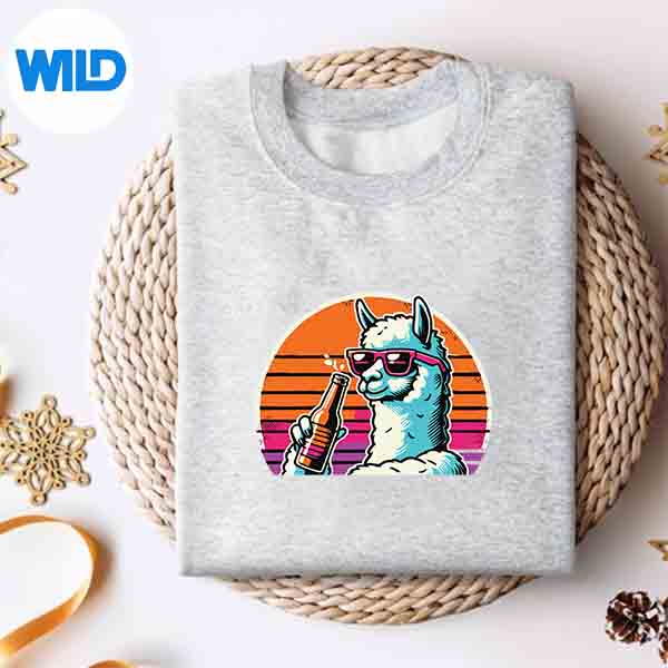 Retro Sunset Llama Alpaca Drinking Beer Llamas Alpacas Design for Cricut 4 RetroSunsetLlamaAlpacaDrinkingBeerLlamasAlpacassweater