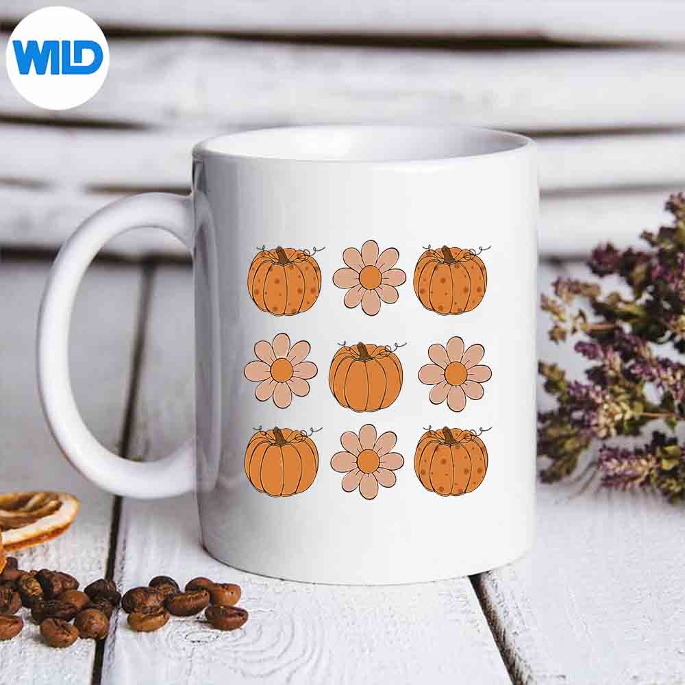 Retro Vintage Floral Pumpkin Costume Retro Halloween Vector Design 7 RetroVintageFloralPumpkinCostumeRetroHalloweenmug