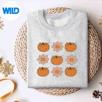 Retro Vintage Floral Pumpkin Costume Retro Halloween Vector Design 4 RetroVintageFloralPumpkinCostumeRetroHalloweensweater