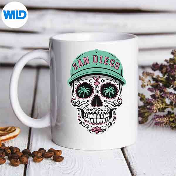 San Diego Mexican Sugar Skull Green Pink Sd City Design for Cricut 7