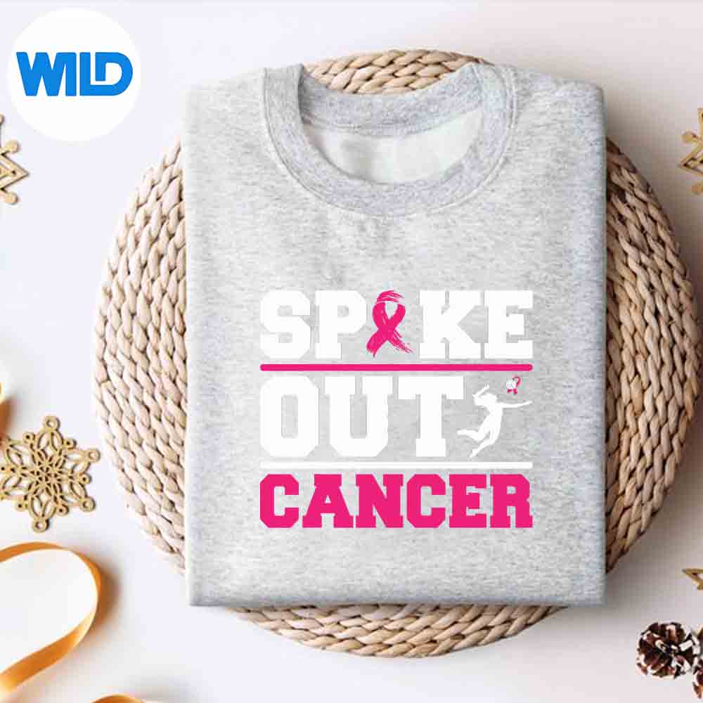 Alternative view of Spike Out Cancer Volleyball Player Breast Cancer Awareness SVG PNG Digital Design