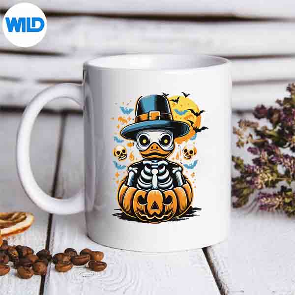 SpookyRubberDuckHalloweenScaryHalloweenDuckSkeletonmug
