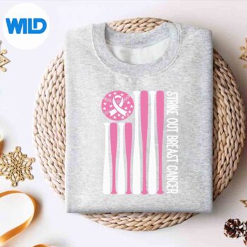Strike Out Breast Cancer Baseball Lover Pink American Flag Design for Cricut 4 StrikeOutBreastCancerBaseballLoverPinkAmericanFlagsweater