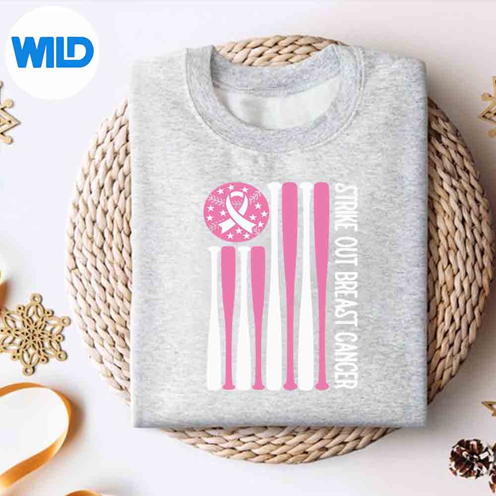 Strike Out Breast Cancer Baseball Lover Pink American Flag Design for Cricut 2 Strike Out Breast Cancer Baseball Lover Pink American Flag Design for Cricut - Image 2