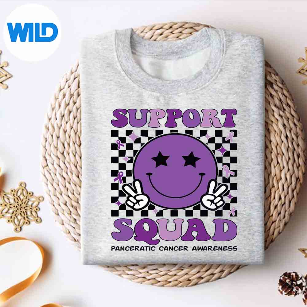 Alternative view of Support Squad Purple Ribbon Pancreatic Cancer Awareness Silhouette SVG PNG Cut File