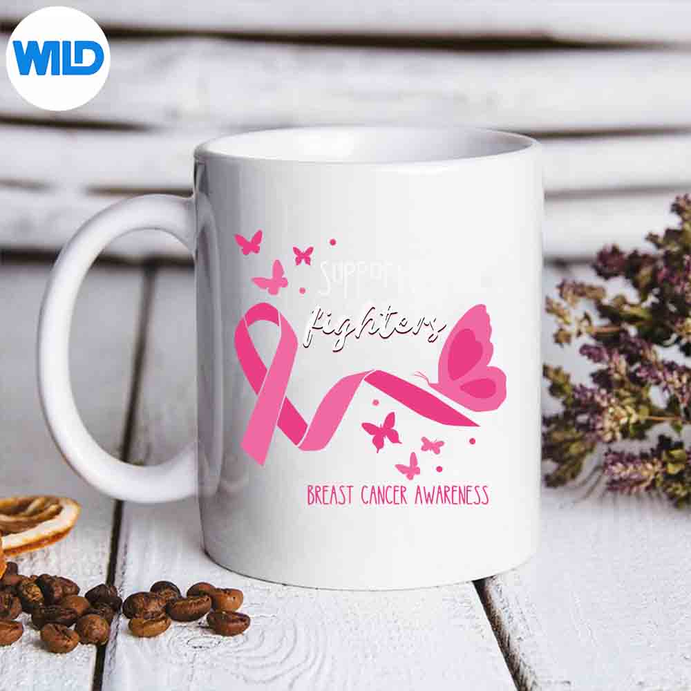 Supporting The Fighters Pink Ribbon Breast Cancer Awareness Digital Download