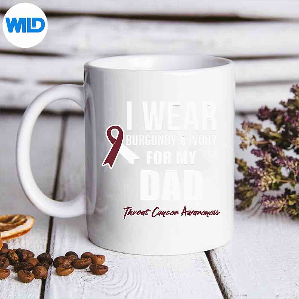 Throat Cancer Awareness Ribbon For My Dad PNG SVG for Cricut