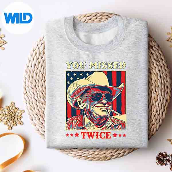 Western Trump Cow You Missed Twice Silhouette SVG PNG Cut File 4 WesternTrumpCowYouMissedTwicesweater