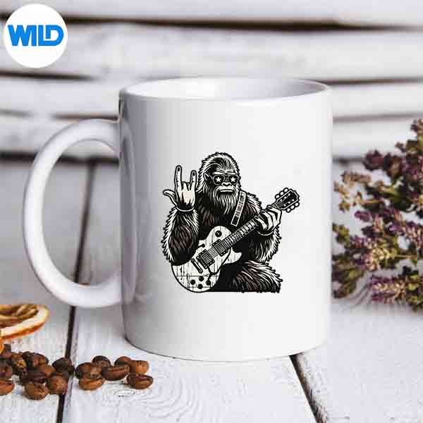Bigfoot Playing A Guitar Rock On Sasquatch Big Foot Digital Design 7 BigfootPlayingAGuitarRockOnSasquatchBigFootmug