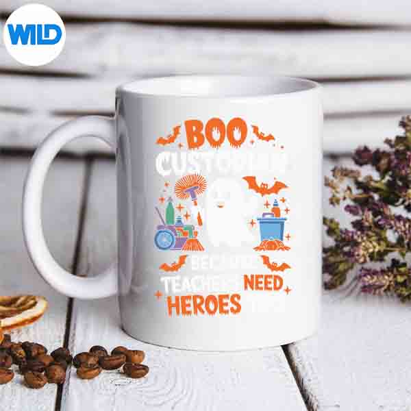 BooCustodianBecauseTeachersNeedHeroesJanitorHalloweenmug